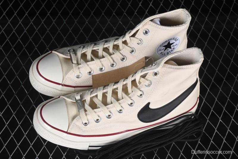 A Ma Maniere x Nike x Converse Chuck 70 High Top Sneakers with Leather and Velvet Swoosh Logo - A13388C