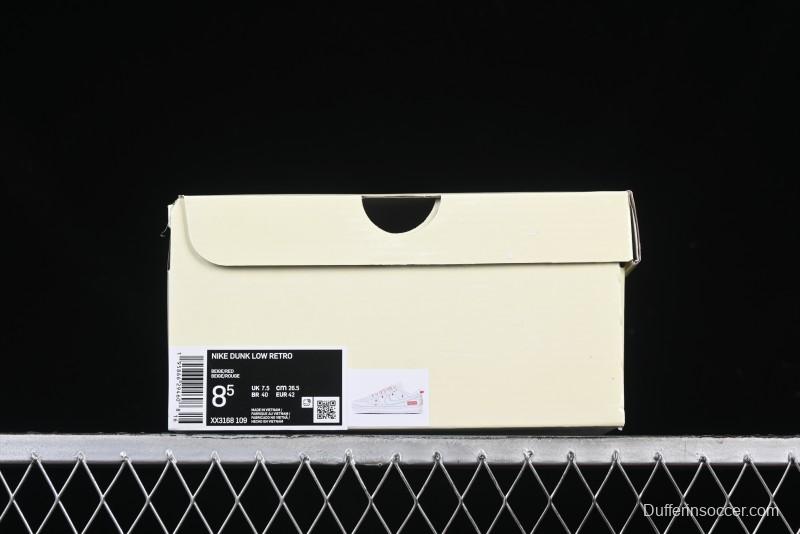 Nike SB Dunk Low Supreme Collaboration Light Gray Drawstring Anniversary High-End Custom Low-Top Casual Skate Shoes - XX3168-109