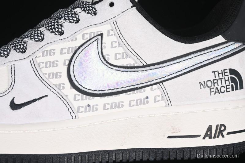 Nike Air Force 1'07 Low The North Face Collaboration - Grey Black Reflective Swoosh Casual Sneakers - DM6688-007