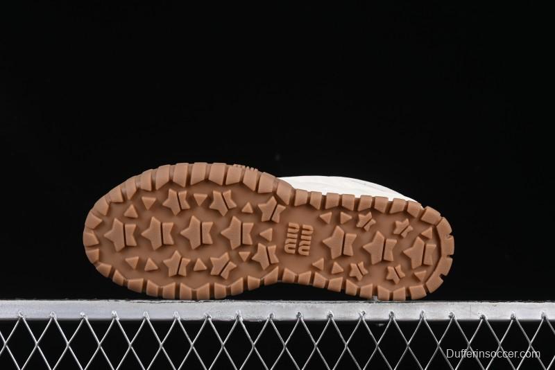 Miu Miu Suede Round Toe Lace-Up Women's Low-Top Casual Shoes in Beige - 99D4