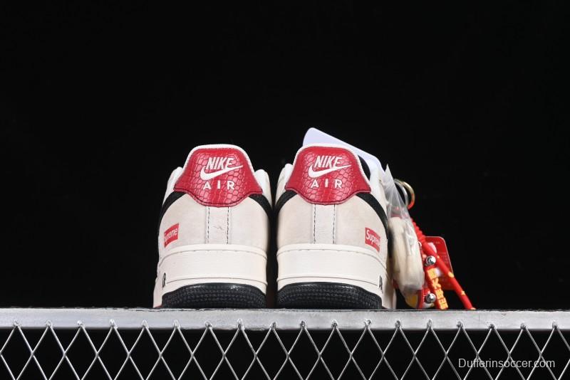 Nike Air Force 1 '07 Low Supreme Snake Year Limited Edition Black Snake Swoosh Low-Top Casual Sneakers - HH7518-033