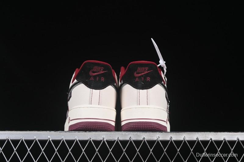 Nike Air Force 1 '07 Low Dior Collaboration Burgundy Low-Top Casual Sneakers - KK1988-046