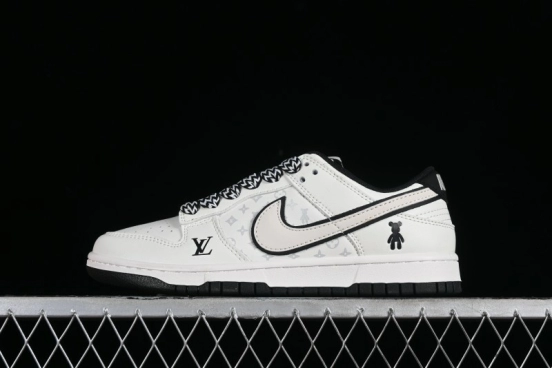 Nike SB Dunk Low LV Collaboration - Beige Black Violent Bear Anniversary High-End Custom Low-Top Casual Skate Shoes - SJ2068-239