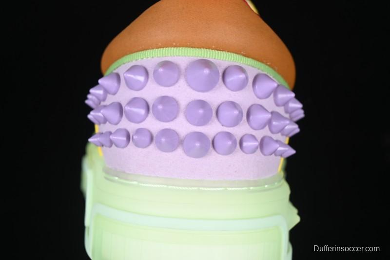 Christian Louboutin Funnyto Flat French Luxury Brand Green Color Block Low Top Sneakers - X.D4