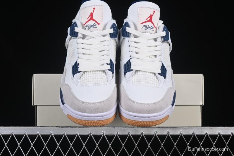 Nike SB x Air Jordan 4 Retro "Navy" White Blue Basketball Shoes - DR5415-100