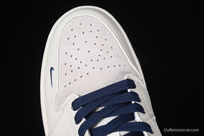 Nike Air Jordan 1 Low Supreme Collaboration - Shadow Swoosh Custom Retro Basketball Shoes - XX3318-368