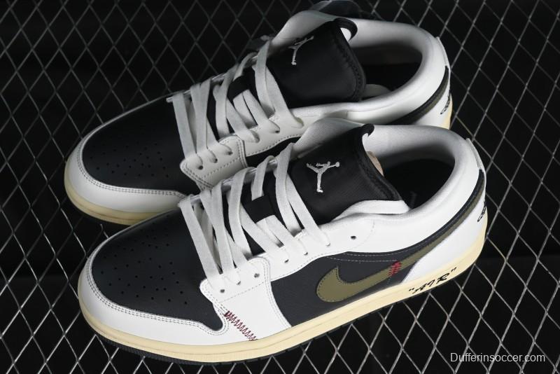 Nike Air Jordan 1 Low AJ1 Custom Black Green Low-Top Culture Casual Sneakers - DC0774-001