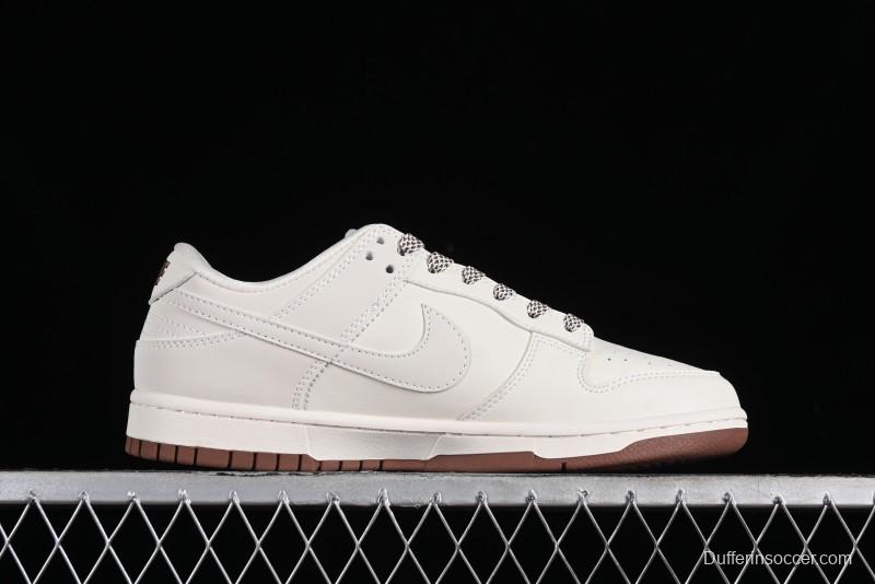 Nike SB Dunk Low LV Collaboration - Double Swoosh Beige Brown Anniversary High-End Custom Low-Top Casual Skate Shoes - XX2025-309