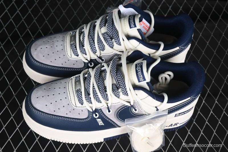 Nike Air Force 1 '07 Low Supreme Collaboration Beige Blue Low-Top Casual Sneakers - DM6688-018