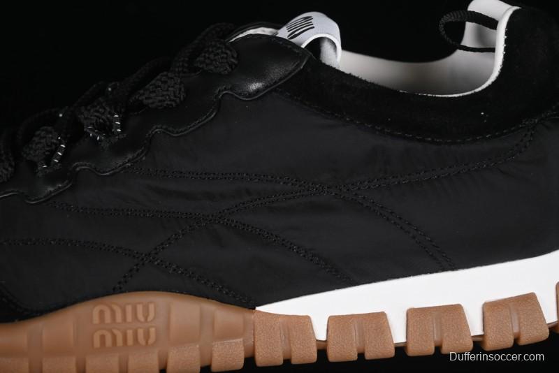 Miu Miu Suede Round Toe Lace-Up Women's Low-Top Casual Shoes - 99D4