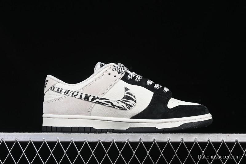 Nike SB Dunk Low Stussy Collaboration Zebra Black White Swoosh Anniversary Custom Low-Top Casual Skate Shoes - DJ2024-060