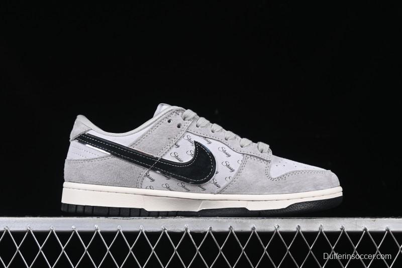 Nike SB Dunk Low Stussy Collaboration - Black Swoosh Anniversary Custom Low-Top Casual Skate Shoes - XX3168-069