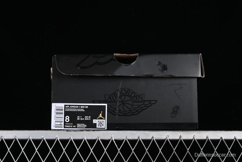 Nike Air Jordan 1 Mid Industrial Blue Basketball Shoes with Air Cushion - FN5215-141