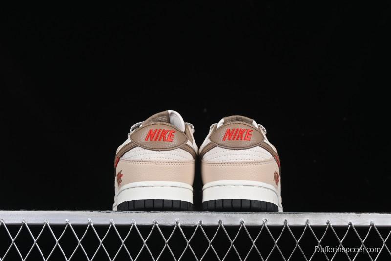 Nike SB Dunk Low Anniversary Edition Dark Swoosh Brown White Custom Low-Top Casual Skate Shoes - DJ2024-071