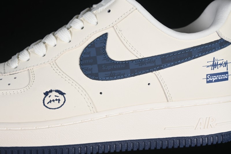 Nike Air Force 1 '07 Low Stussy Supreme Collaboration Checkerboard Beige Low-Top Casual Sneakers - DF0188-037