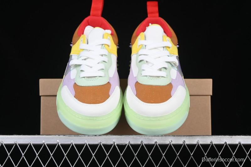 Christian Louboutin Funnyto Flat French Luxury Brand Green Color Block Low Top Sneakers - X.D4