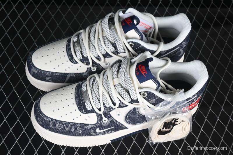 Nike Air Force 1 '07 Low Levi's Collaboration Light Blue Denim Drawstring Casual Sneakers - SJ1198-900
