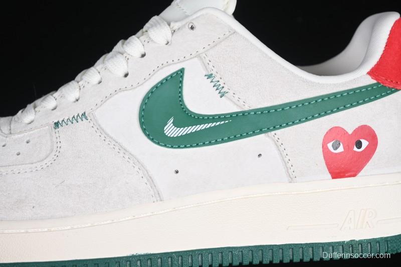 Nike Air Force 1 '07 Low CDG Play Collaboration Green Swoosh Low-Top Casual Sneakers - DF0188-033