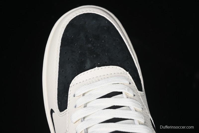 Nike Air Force 1 '07 Low Supreme Collaboration - Beige Black Double Swoosh Casual Sneakers - DF0188-019