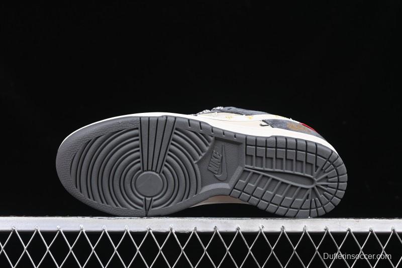 Nike SB Dunk Low Supreme Snake Year Collaboration White Hook Anniversary High-End Custom Low-Top Casual Skate Shoes - DM6868-016