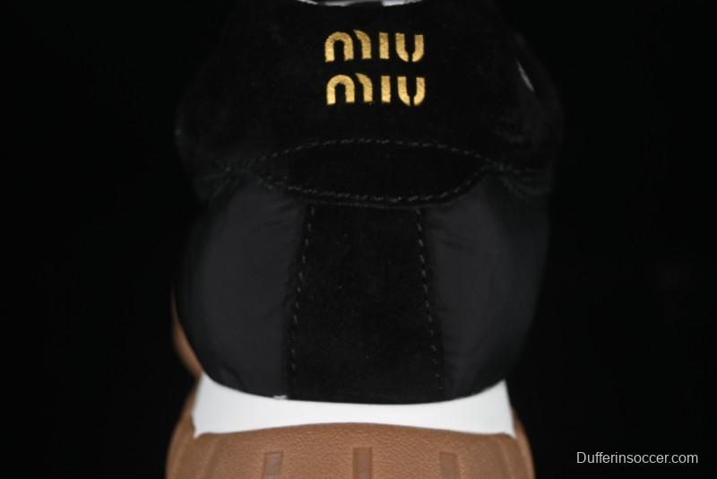 Miu Miu Suede Round Toe Lace-Up Women's Low-Top Casual Shoes - 99D4