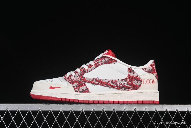 Nike Travis Scott x Fragment Design x Air Jordan 1 Low OG SP AJ1 Retro Sneakers with Unique Collaboration Design - XS2024-042