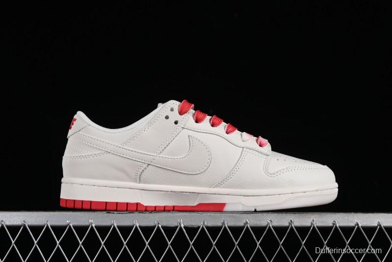 Supreme x Nike SB Dunk Low Anniversary Custom White Red Colorway Low-Top Casual Skate Shoes - BB8657-107