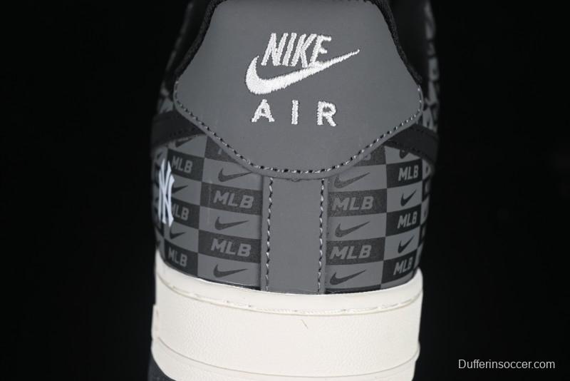 Nike Air Force 1 '07 Low MLB Collaboration Dark Checkered Beige Low-Top Casual Sneakers - DF0188-038