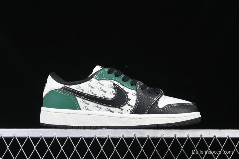 Nike Travis Scott x Fragment Design x Air Jordan 1 Low OG SP AJ1 Stussy Collaboration - Black Green - AG3702-805