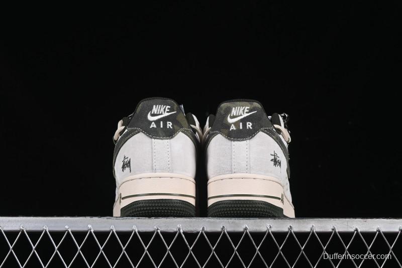 Nike Air Force 1 '07 Low Stussy Collaboration Camo Swoosh Drawstring Casual Sneakers - DM6688-014