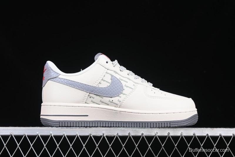 Nike Air Force 1 '07 Low Supreme Snake Year Limited Edition Silver Swoosh Low-Top Casual Sneakers - XS1958-503