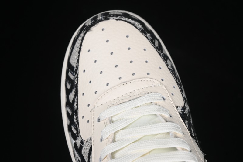Nike Air Force 1 '07 Low Dior Collaboration Black Pattern Low-Top Casual Sneakers - DF0188-028