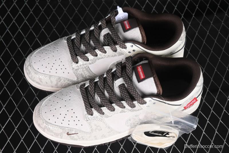 Nike SB Dunk Low Supreme Year of the Snake Limited Edition Grey Python Print Anniversary Custom Low-Top Casual Sneakers - XS1086-018