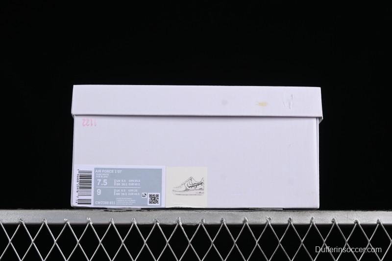 Nike Air Force 1 '07 Low Casual Sneakers with Black and White Hand-Drawn Manga Design - CW2288-811