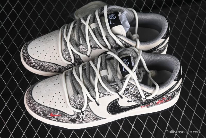 Nike SB Dunk Low Year of the Snake Series Strap Black Swoosh Custom High-End Low-Top Casual Skate Shoes - YX5066-273