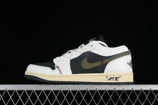 Nike Air Jordan 1 Low AJ1 Custom Black Green Low-Top Culture Casual Sneakers - DC0774-001