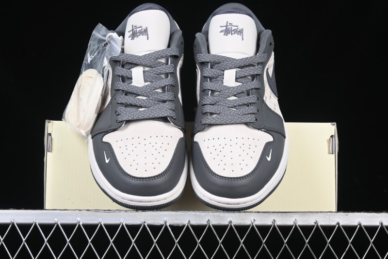Nike Air Jordan 1 Low Stussy Collaboration - Signal Black Retro Basketball Shoes - XX3318-966
