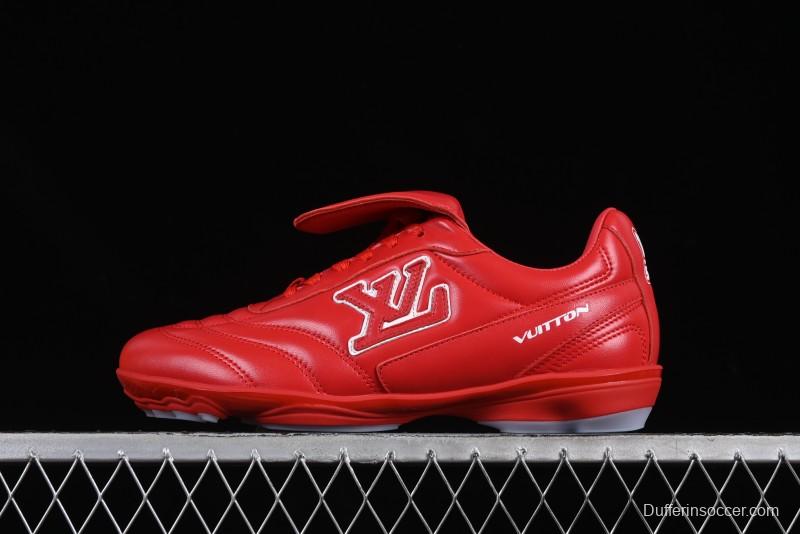 Louis Vuitton Footprint Soccer Low-Top Lifestyle Sneakers Round Toe Lace-Up Casual Shoes Red - AJF6