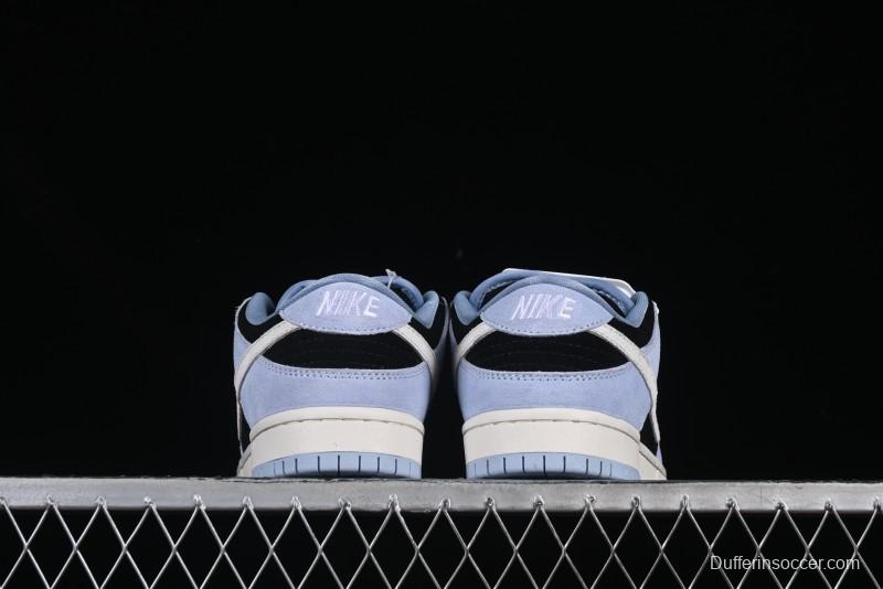 Nike SB Dunk Low Aluminum Skateboarding Shoes with Black Blue White Swoosh - HF3063-400
