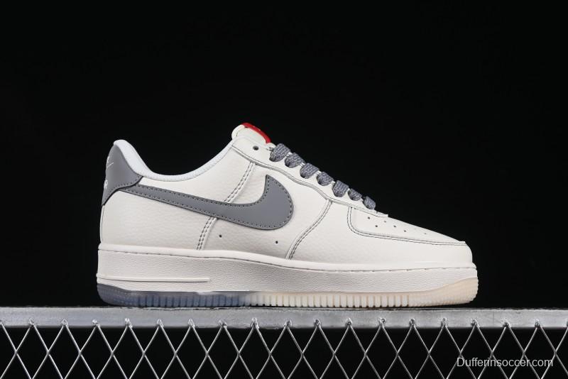 Nike Air Force 1 '07 Low Stussy Collaboration Dual-Tone Grey Swoosh Casual Sneakers - HH7518-037