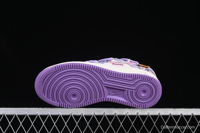Nike Air Force 1'07 Low "Purple Star" Custom Casual Sneakers - BD7700-220