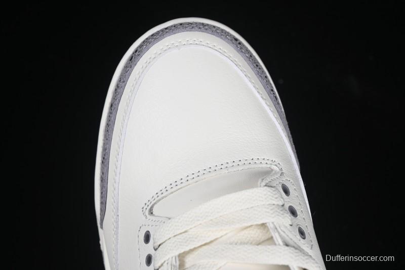 Nike Air Jordan 3 Retro Sneakers Sail Metallic Silver with Elephant Print Accents - CK9246-100