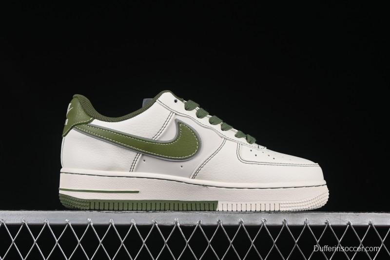 Nike Air Force 1 '07 Low Stussy Collaboration Dual-Tone Beige Green Casual Sneakers with Strap - XS1958-525