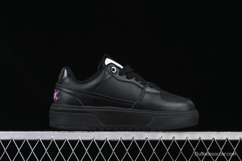 NY Yankees Black Leather Sneakers with Bold Pink Logo