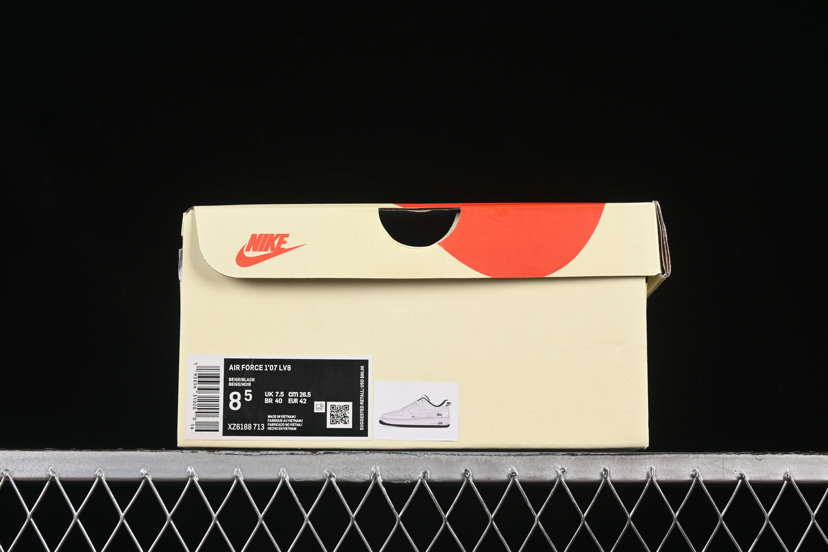 Nike Air Force 1 '07 Low Stussy Collaboration Small Double Swoosh Black Sole Low-Top Casual Sneakers - XZ6188-713