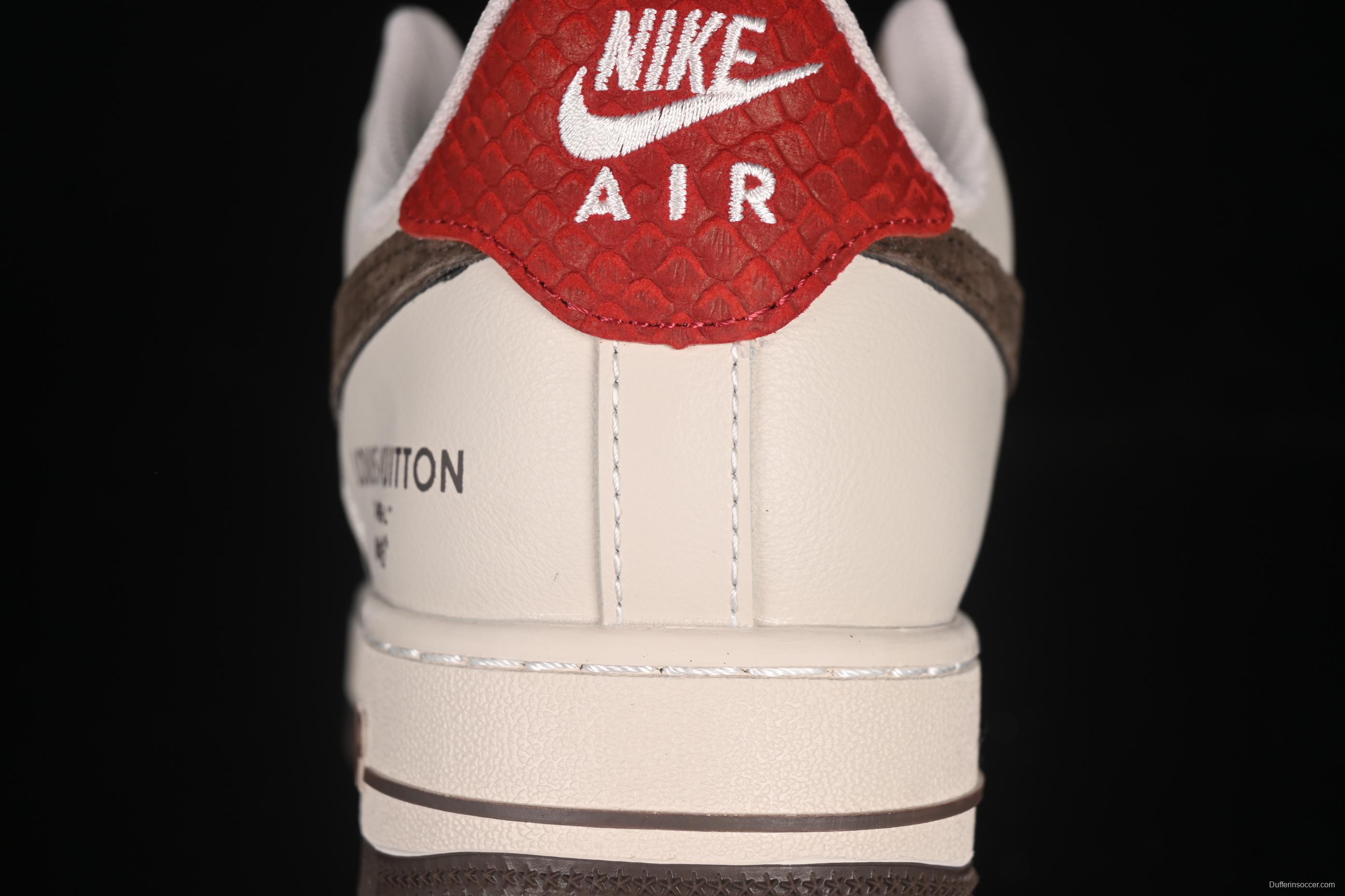 Nike Air Force 1'07 Low LV Collaboration Tan Brown Red Sole Casual Sneakers - XX3168-129