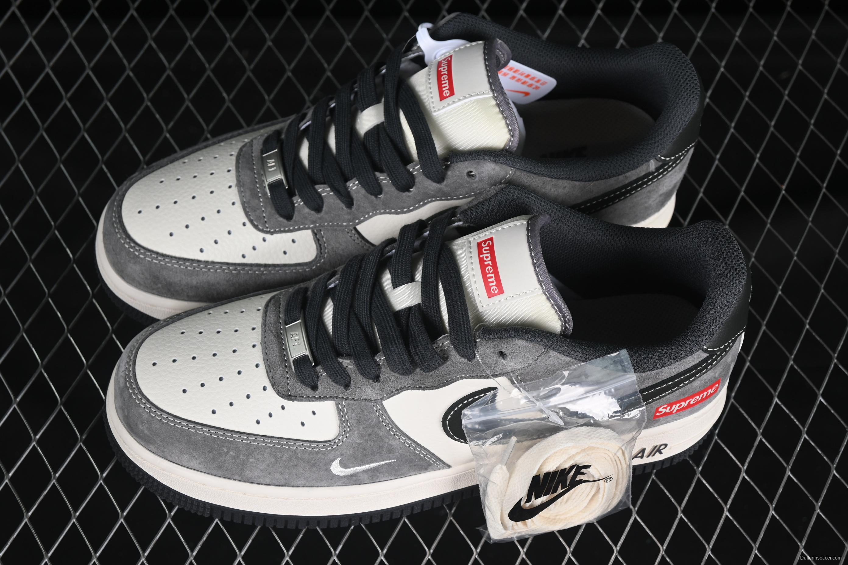 Nike Air Force 1 '07 Low Supreme Collaboration Black Grey Patchwork Casual Sneakers - XZ6188-792