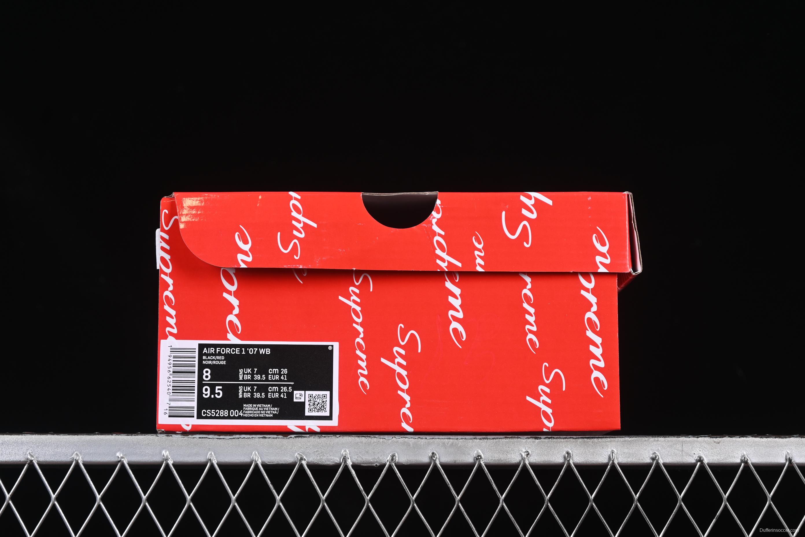 Nike Air Force 1 '07 Low Supreme Collaboration Two-Tone Red Swoosh Casual Sneakers - CS5288-004