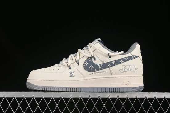 Nike Air Force 1'07 Low LV Collaboration Grey Pattern Drawstring Casual Sneakers - DM6868-065