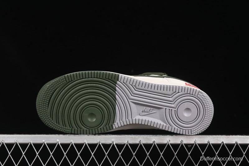 Nike Air Force 1'07 Low Supreme Collaboration Dual-Tone Grey Green Lace-Up Casual Sneakers - DM6868-070